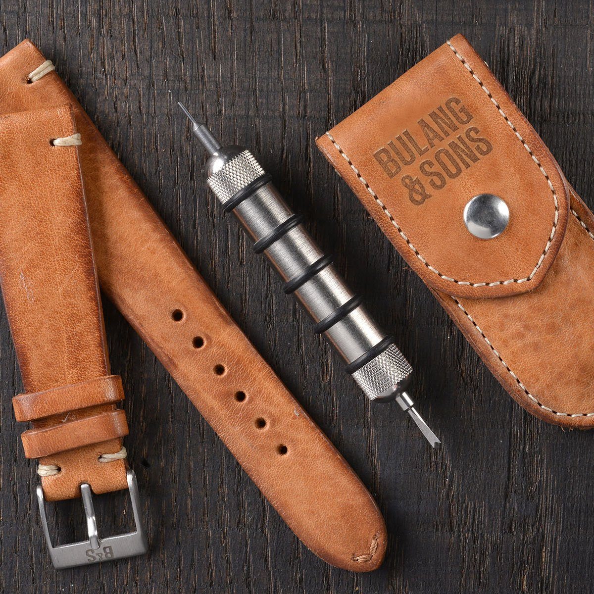 Caramel Brown Spring Bar Travel Tool Set - Image 4