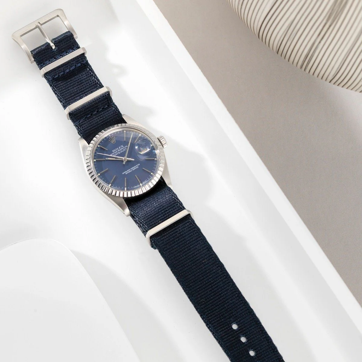 Deluxe Nylon Single Pass Watch Strap Navy Blue - Image 7