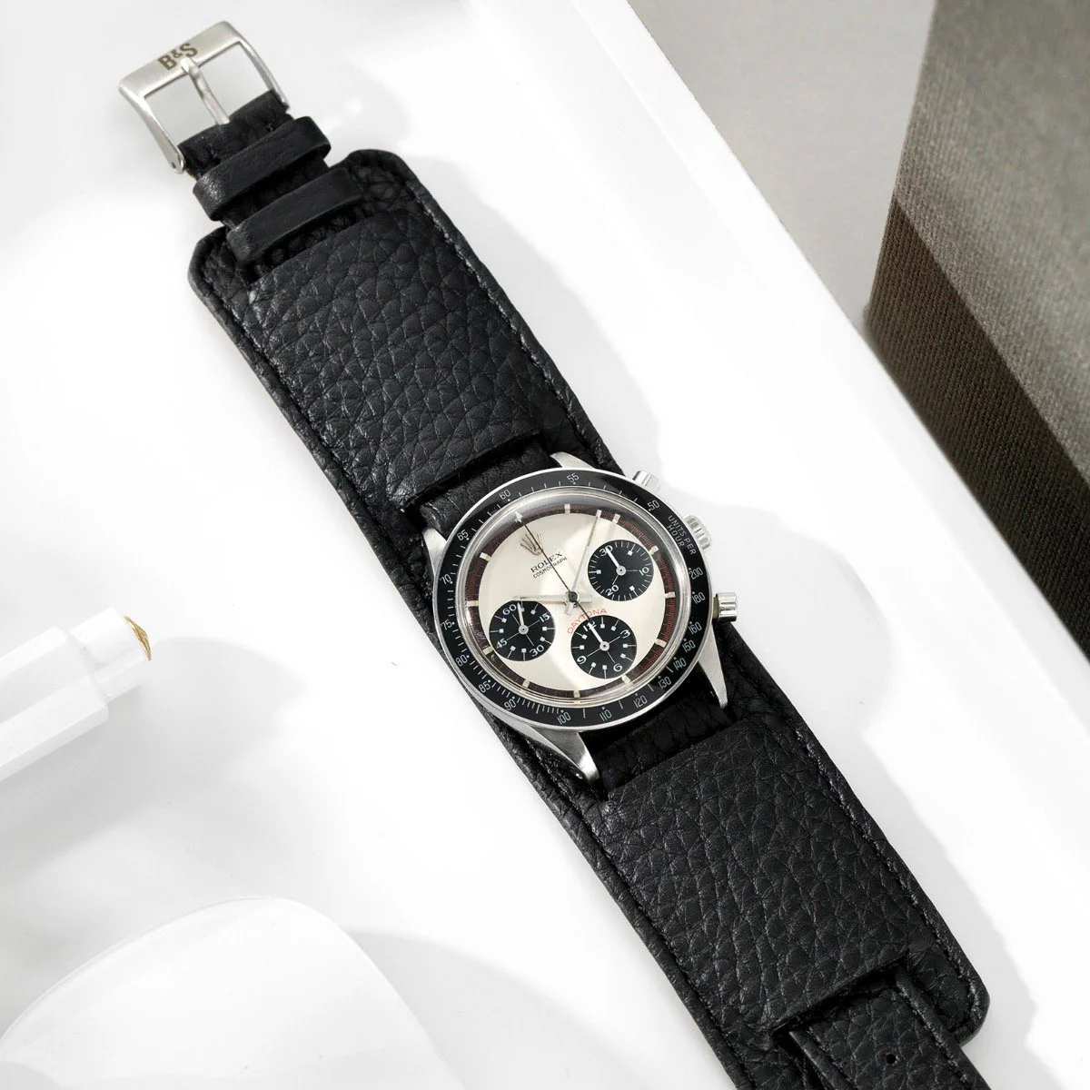 Rich Black Leather Bund Strap - Image 3