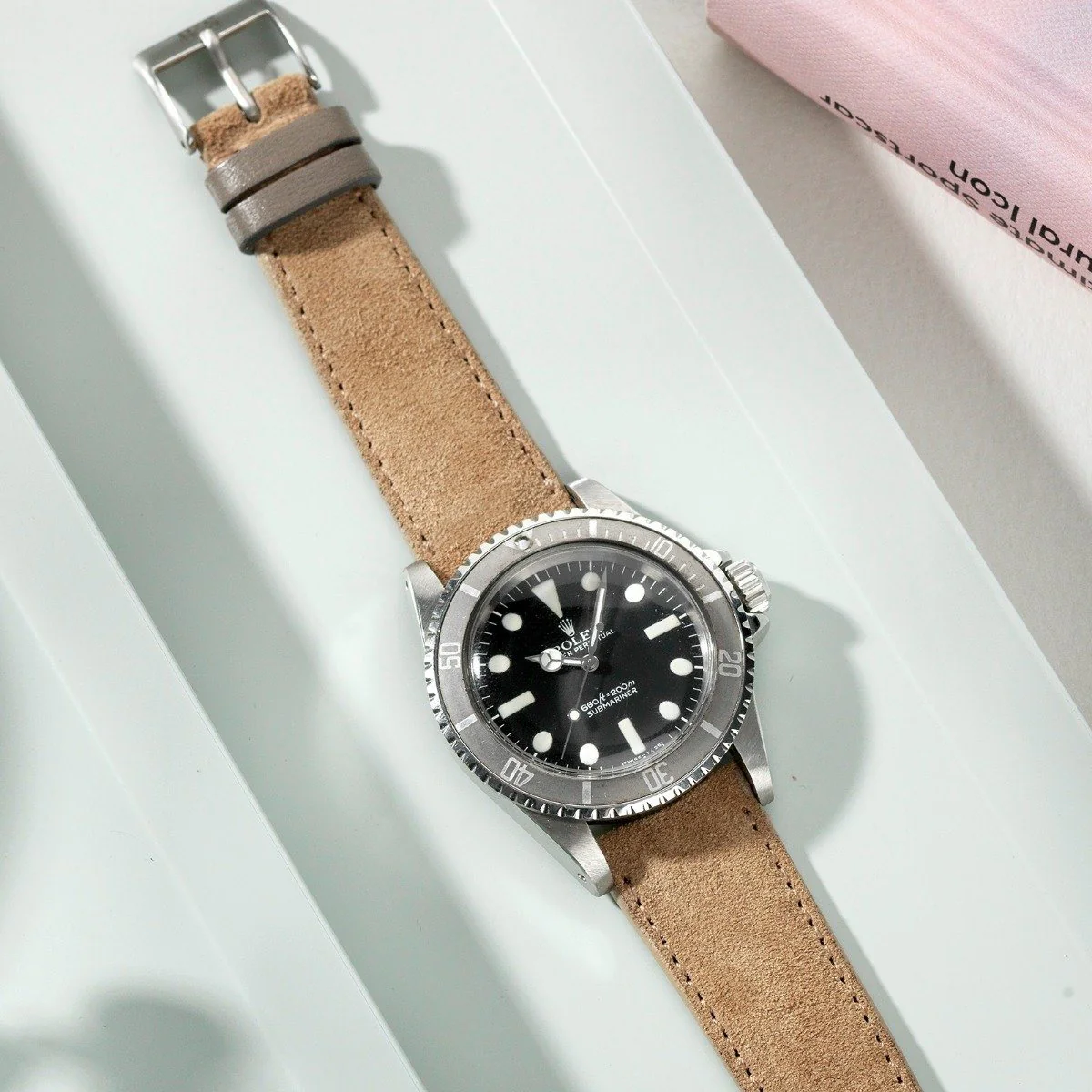 Refined Light Brown Suede Watch Strap - Image 7