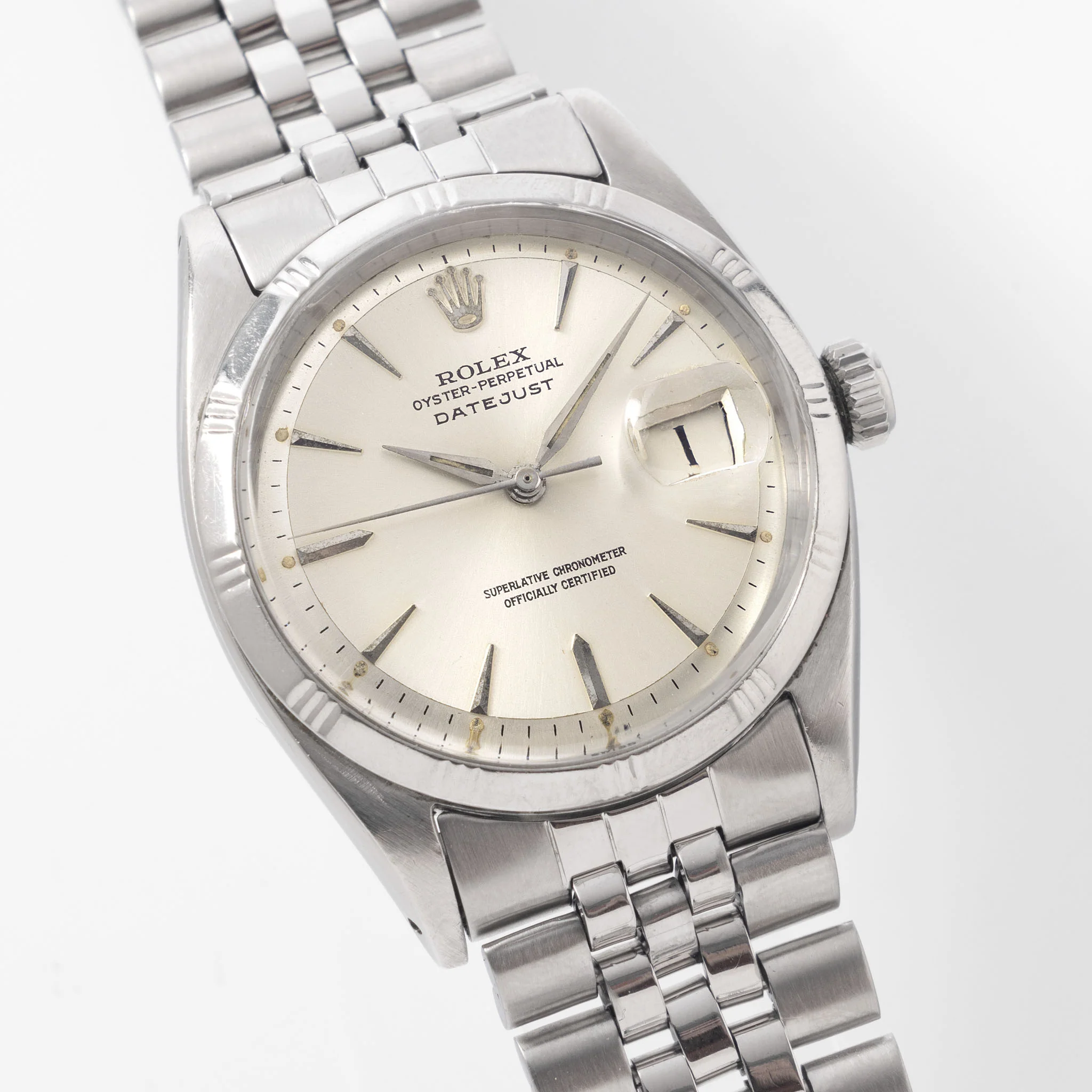 Rolex Datejust Bamboo Bezel Silver Swiss Only Dial Double Papers Ref 1603 - Image 5